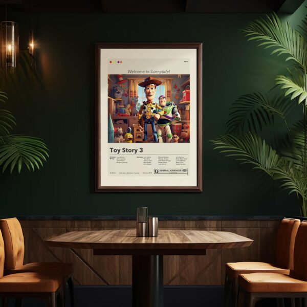 Mid-century modern style Toy Story 3 movie poster with house design