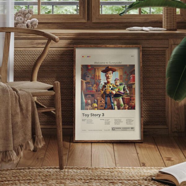 Mid-century modern style Toy Story 3 movie poster with house design