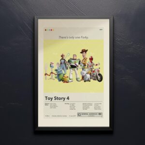 Mid-century modern style Toy Story 4 movie poster with retro design
