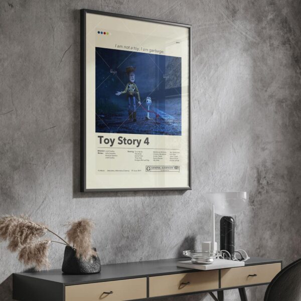 Toy Story 4 mid-century modern style movie poster with vintage design