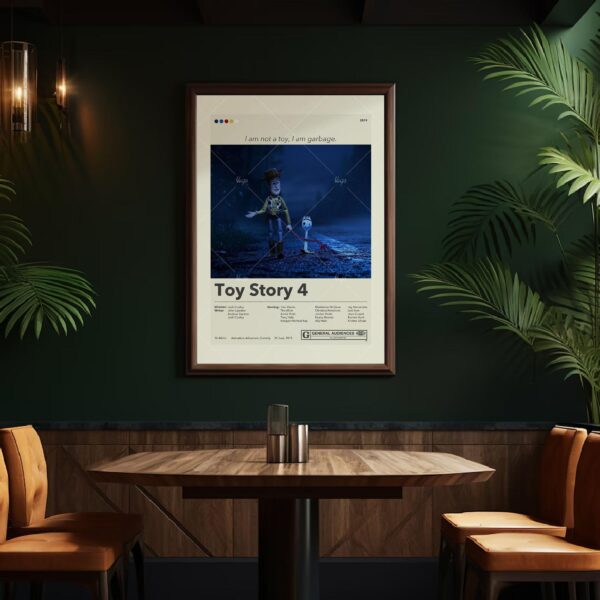 Toy Story 4 mid-century modern style movie poster with vintage design