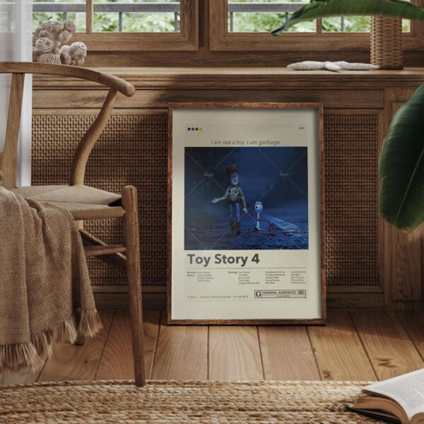 Toy Story 4 mid-century modern style movie poster with vintage design