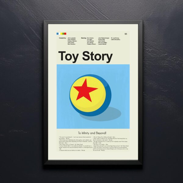 Mid-century modern Toy Story movie graphic poster with vintage style