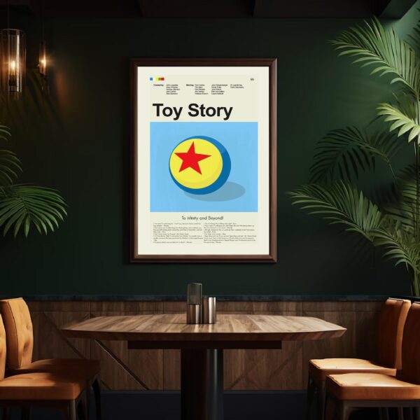 Mid-century modern Toy Story movie graphic poster with vintage style