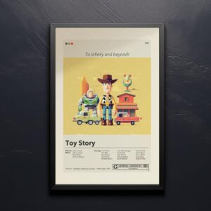 Mid-century modern style Toy Story movie poster with retro design elements