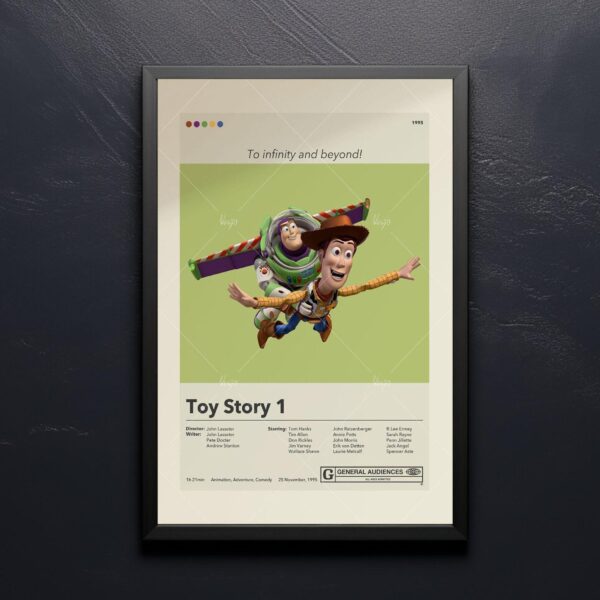 Mid-century modern style Toy Story movie poster art print