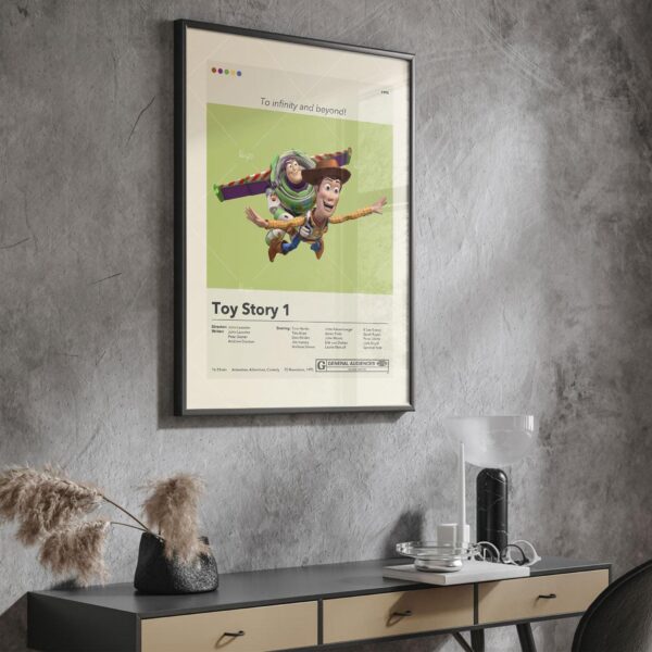 Mid-century modern style Toy Story movie poster art print