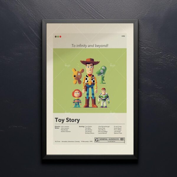 Mid-century modern Toy Story movie poster wall art