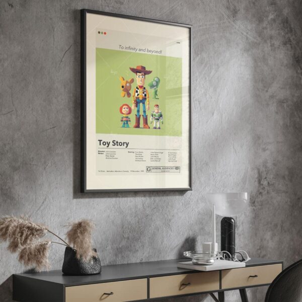 Mid-century modern Toy Story movie poster wall art