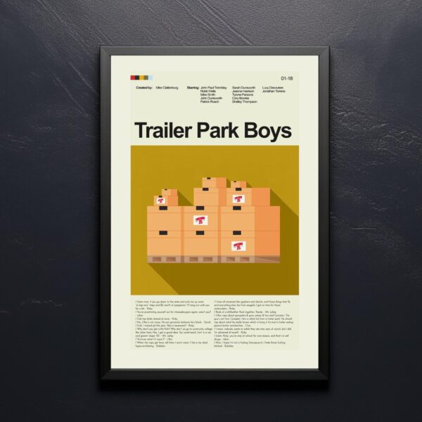 Mid-century modern poster of Trailer Park Boys movie artwork