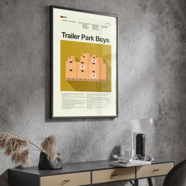 Mid-century modern poster of Trailer Park Boys movie artwork