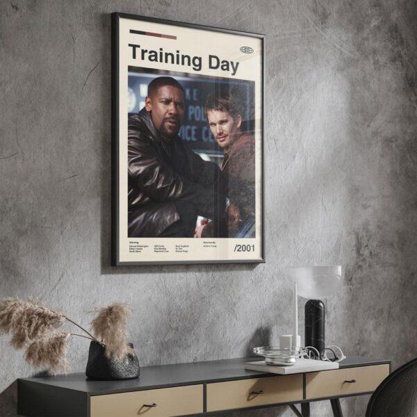 Mid-century modern styled Training Day movie poster with abstract geometric design