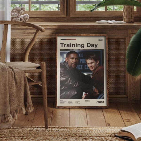 Mid-century modern styled Training Day movie poster with abstract geometric design