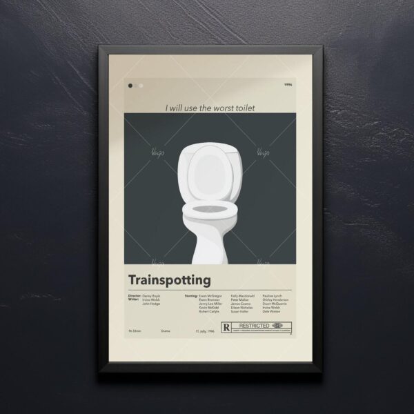 Mid-century modern vintage Trainspotting movie poster design