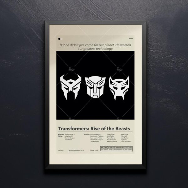 Mid-century modern styled Transformers: Rise of the Beasts movie poster