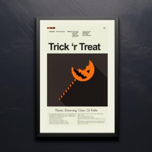 Trick 'r Treat movie poster in mid-century modern graphic design style