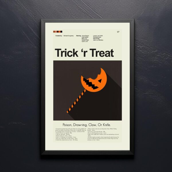 Trick 'r Treat movie poster in mid-century modern graphic design style
