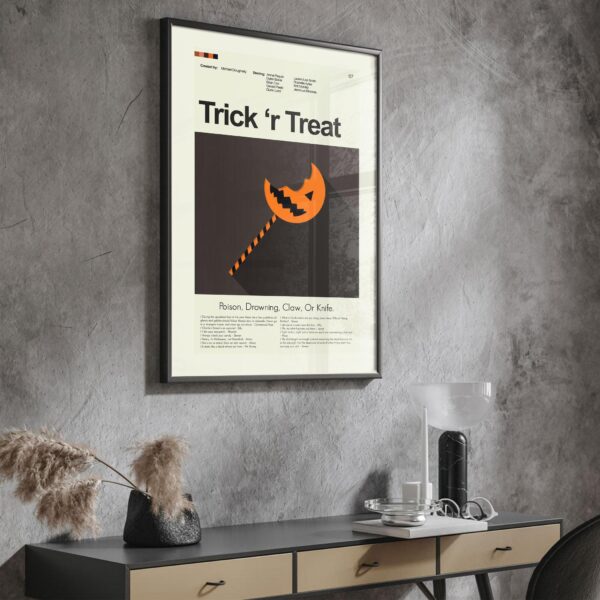 Trick 'r Treat movie poster in mid-century modern graphic design style