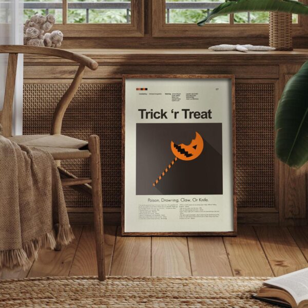 Trick 'r Treat movie poster in mid-century modern graphic design style