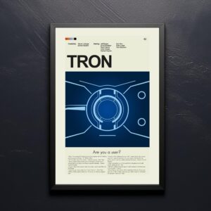 Mid-century modern graphic design poster of Tron movie artwork