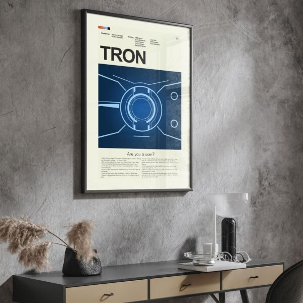 Mid-century modern graphic design poster of Tron movie artwork