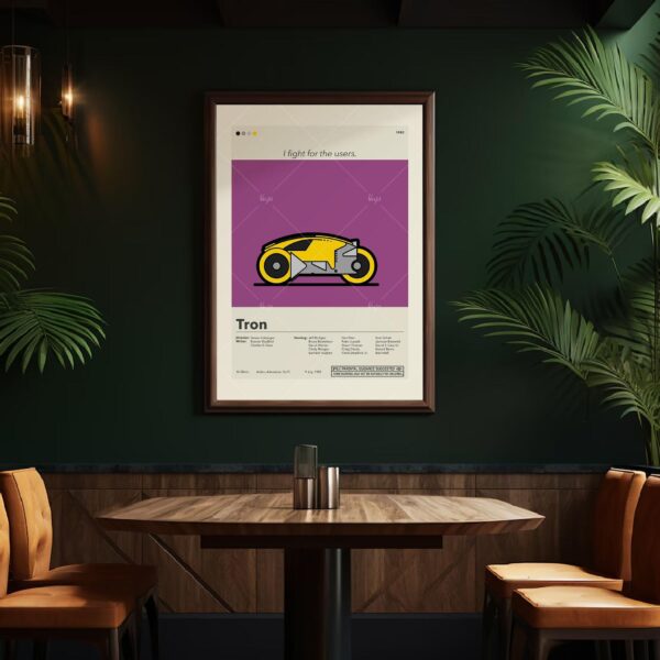Mid-century modern poster featuring Tron movie inspired house design