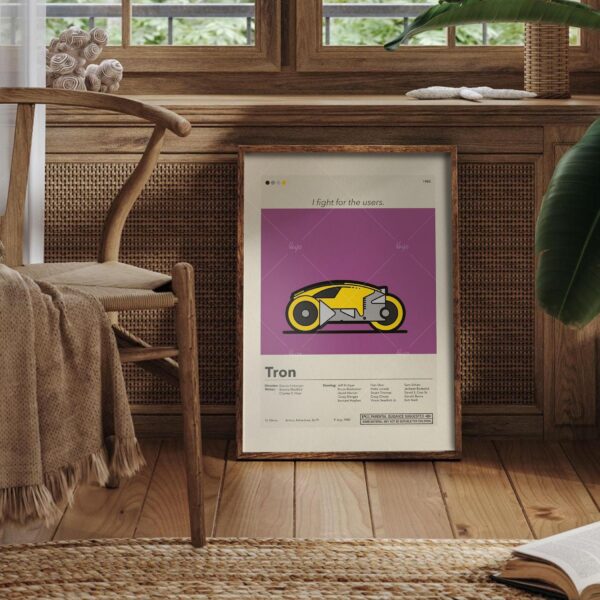 Mid-century modern poster featuring Tron movie inspired house design