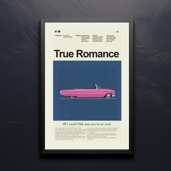 Mid-century modern True Romance movie poster with classic vintage design