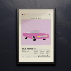 True Romance mid-century modern movie poster with vintage design
