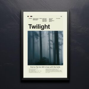Mid-century modern Twilight movie poster featuring a stylish house illustration
