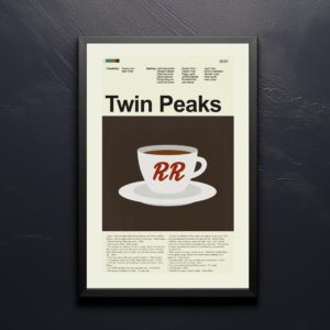Mid-century modern Twin Peaks movie wall art poster with vintage design