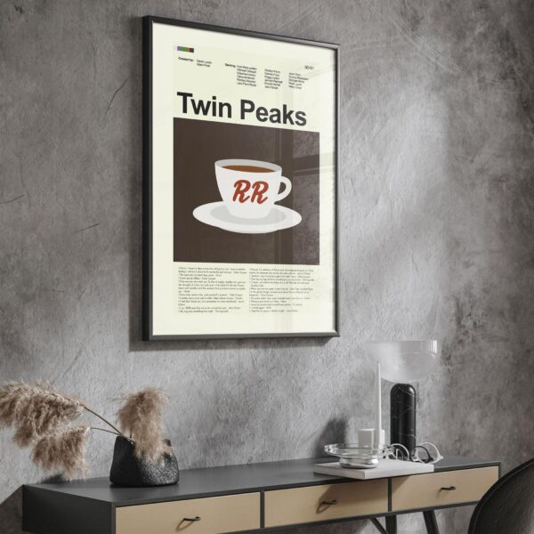 Mid-century modern Twin Peaks movie wall art poster with vintage design