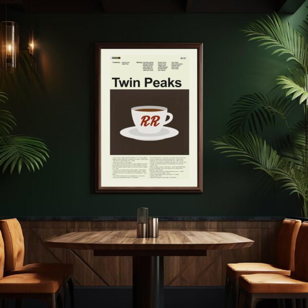 Mid-century modern Twin Peaks movie wall art poster with vintage design