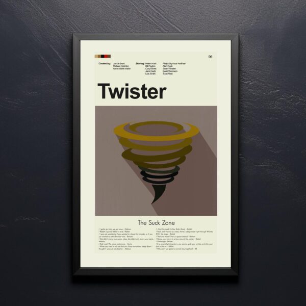 Mid-century modern Twister movie poster with vintage style design