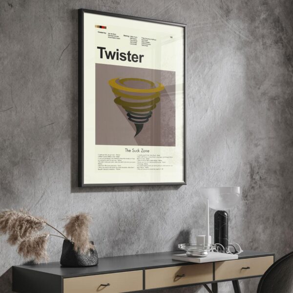 Mid-century modern Twister movie poster with vintage style design