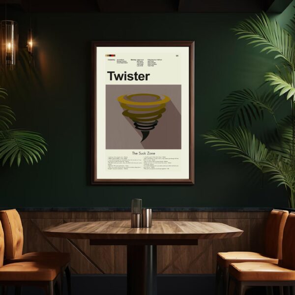 Mid-century modern Twister movie poster with vintage style design