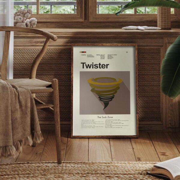 Mid-century modern Twister movie poster with vintage style design