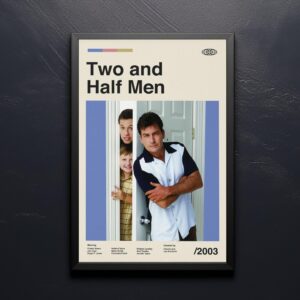 Mid-century modern style Two and a Half Men movie poster artwork