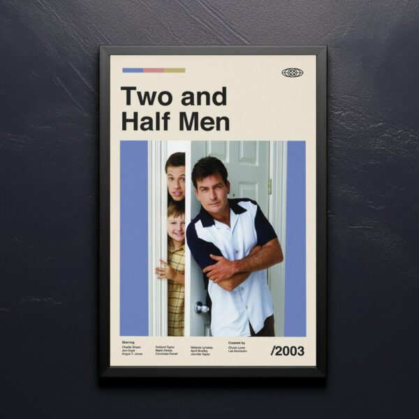 Mid-century modern style Two and a Half Men movie poster artwork