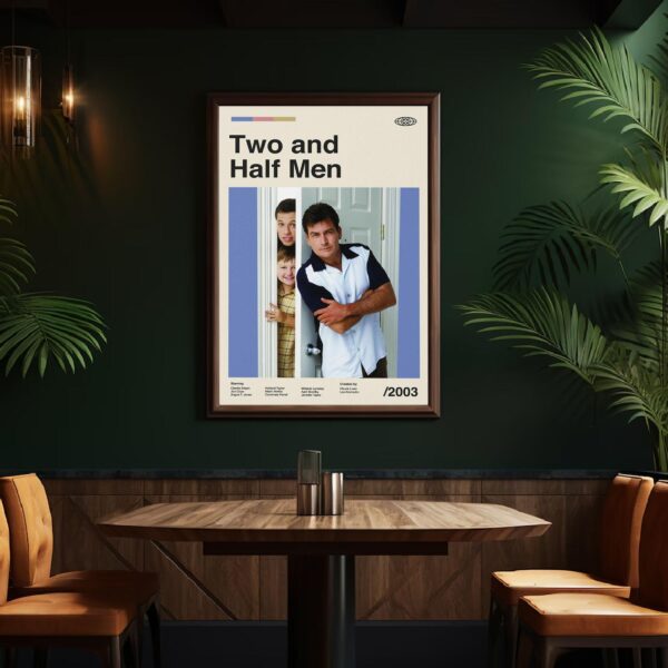 Mid-century modern style Two and a Half Men movie poster artwork