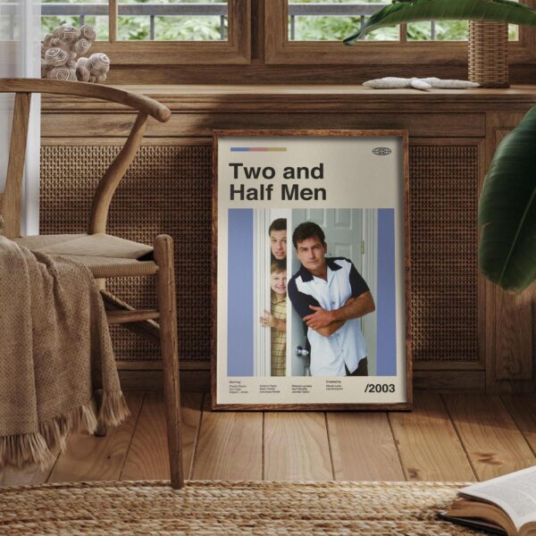 Mid-century modern style Two and a Half Men movie poster artwork