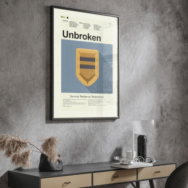 Mid-century modern poster of a house from the Unbroken movie