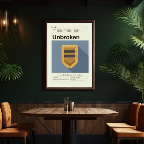 Mid-century modern poster of a house from the Unbroken movie