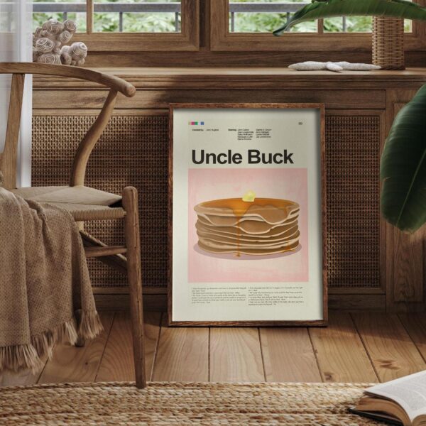 Mid-century modern Uncle Buck movie poster with 20th century design style