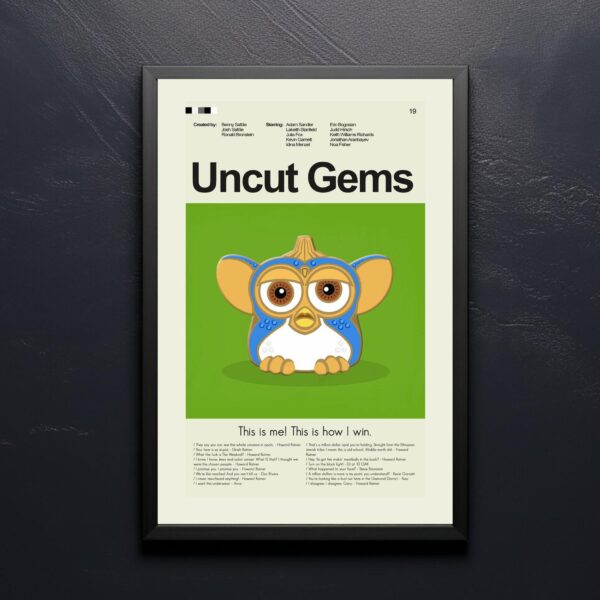 Mid-century modern Uncut Gems movie poster art with retro design elements