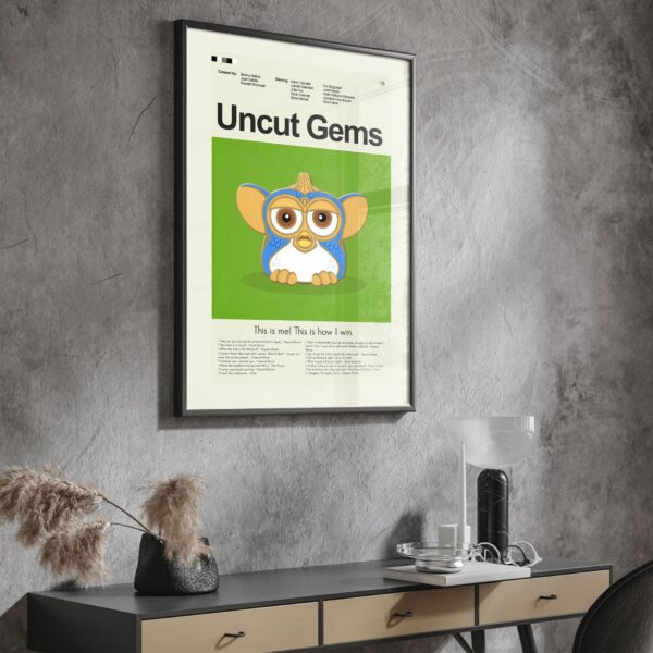 Mid-century modern Uncut Gems movie poster art with retro design elements