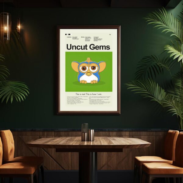 Mid-century modern Uncut Gems movie poster art with retro design elements