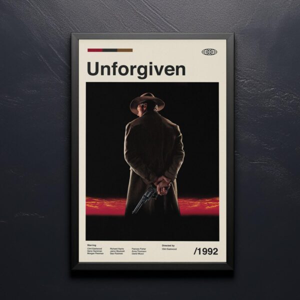 Unforgiven movie poster mid-century style retro artwork