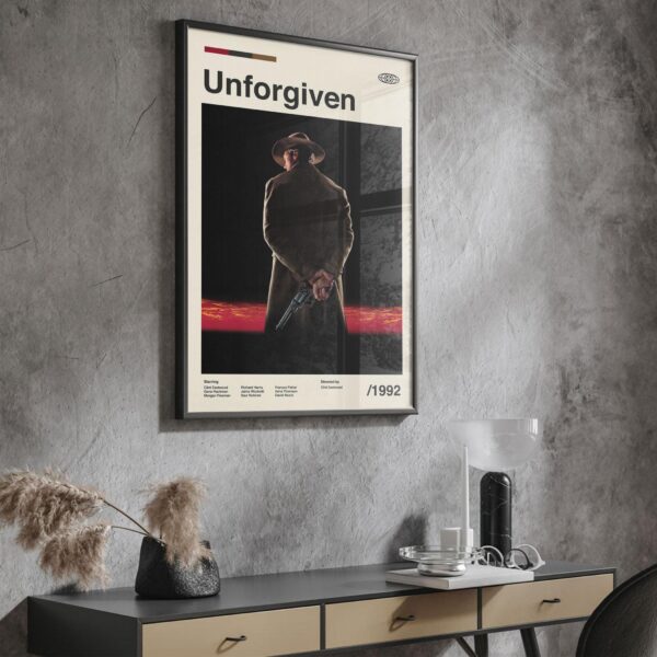 Unforgiven movie poster mid-century style retro artwork