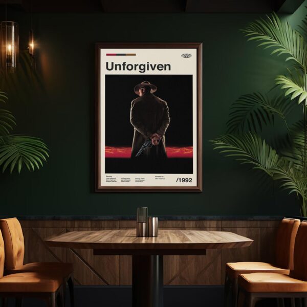 Unforgiven movie poster mid-century style retro artwork